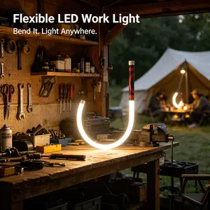 Rechargeable Flexible Bendable Led Work Light Tools, High Bright Magnetic Inspection Flashlight, Long Battery Life,kitchen supplies, Hands Free Lighting for Auto Engine Repair, Mechanical Work, 618 Preferred Item for Workshop And Daily Use.