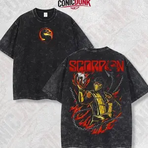 Skull Scorpion Mortal Kombat Retro Limited Vintage Lightweight Cotton Washed Tee with Full Size - Perfect Gift for Game Fans and Lovers 7NA
