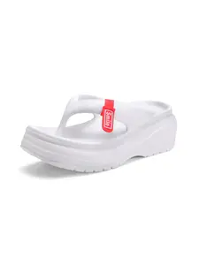 1 Pair Women's 5CM Chunky Platform Flip Flops | Sweet Summer Vacation Style | One-Piece EVA Construction + Soft Platform Sole + Smile Decor Strap | Beach Vacation / Daily Outings / Beach Outfits / Students, Soft & Non-Slip Trendy Sandals