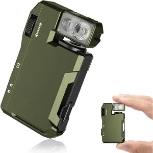 F-DLP29 G5 Rechargeable EDC Flashlight, Powerful RGB Flashights, 400 Lumens Portable Flat Mini Flashlights, IP68 Waterproof Multi-Mode Magnetic Small Keychain Flashlight for Camping, Emergency (Green)