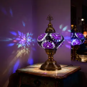 Turkish Mosaic Table Lamp with Bulb Included (Purple) Turkish Mosaic Table Lamp with Bulb Included (Purple)