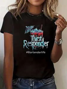 100% cotton Thirst Response Responder Funny Bartender Mixologists T-Shirt casual Fashion graphic tees for women