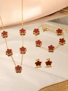 Mother's Day Gift Four-leaf clover necklace set, elegant ladies' jewelry accessory, suitable for daily wear and parties. A gift for her birthday and Valentine's Day.