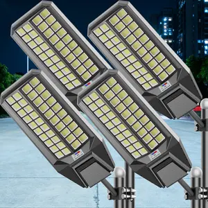 4 pcs 8000W Solar Street Light - 300000 Lumens, Dusk-to-Dawn, Waterproof, Ideal for Commercial & Outdoor Parking Lots - Energy-Efficient Solar-Powered, 3-Year Warranty
