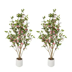 2pcs 4FT Artificial Trees Indoor, Faux Tree, Artificial Planter, Artificial Fake Tree Flower Potted, Thanksgiving Christmas, Artificial Plants for Home Office Wedding Party Indoor Outdoor Deco