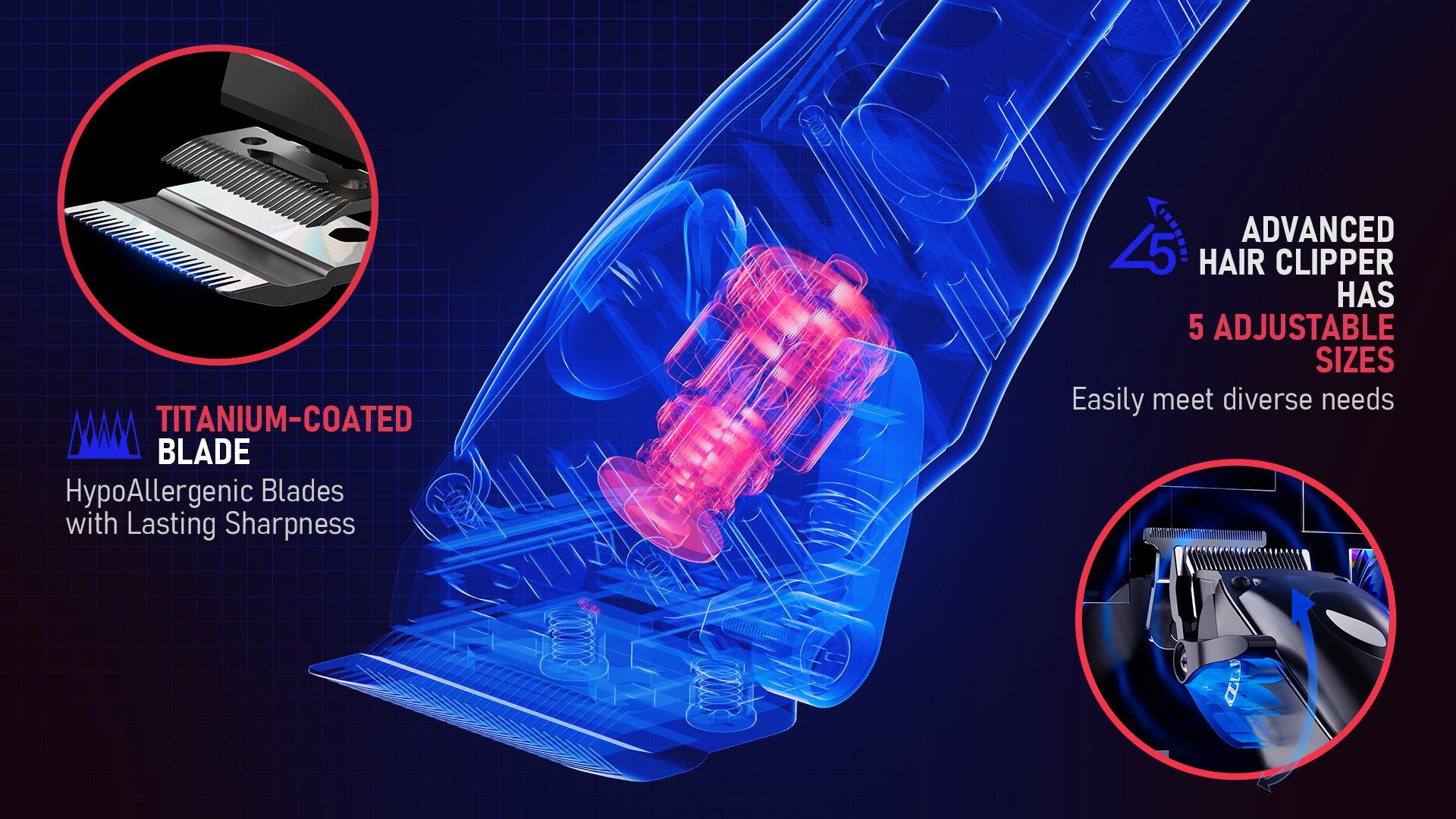 SUPRENT PRO Self Cut Clipper Combo - 7500 RPM Cordless Hair Cutting Kit & Zero Gap T-Blade-hair trimmer for men haircut Gifts for Men