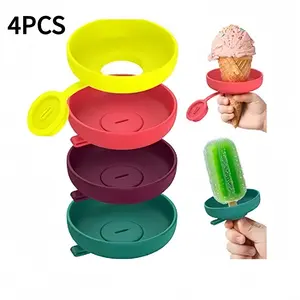 4pcs Silicone Ice Pop Stands, Silicone Filter for Frozen Snacks and Ice Cream Cones, Dishwasher Safe Summer Essentials for Kids