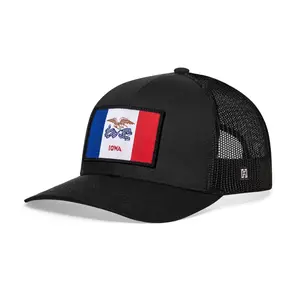 Iowa Flag Trucker Hat  |  Black Iowa Flag Snapback