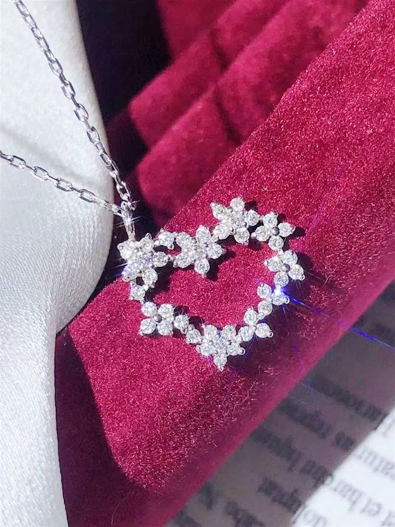 1 PC Fashion Cubic Zirconia Heart Necklace Pendant For Women Valentine's Day Gift Wedding Jewelry