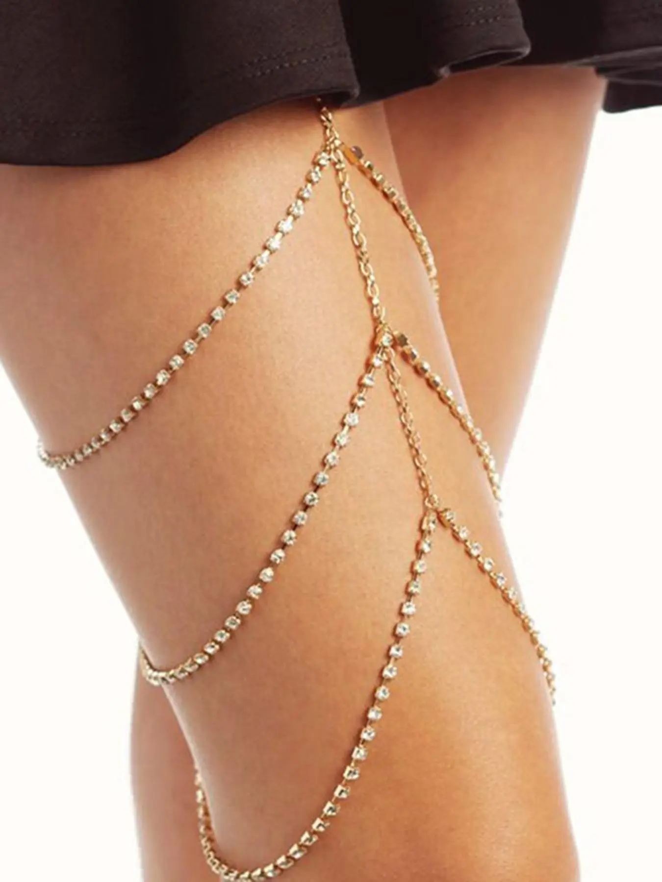 Women's Elegant Rhinestone Decorated Thigh Chain, Exquisite Trendy Layered Thigh Chain, Chic Body Jewelry for Party & Daily Decor, Chain Accessory