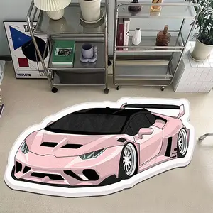 Sports Car Pattern Floor Mat, Creative Non-slip Soft Floor Carpet, Decorative Area Rug for Home Living Room Bedroom, Vanity Decor Accessories