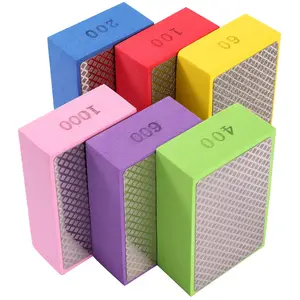 6 count  Hand Polishing Pads,60/100/200/400/600/1000  Sanding Pads Tile Tools Polishing Pad Sanding Block Polishing for Ceramic Tile Glass Stone Marble Granite Metal Grinding