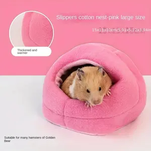 1pc Hamster House, Winter Warm Plushy Sleeping Bed, Guinea Pig Nest, Small Animal Cage Hammock, Soft Velvet Bed for Rabbit Ferret