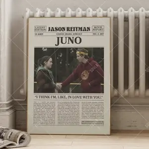 Juno Movie Poster, Indie Romance Retro Print, Vintage 2000s Film Wall Art, Newspaper Style Aesthetic Decor