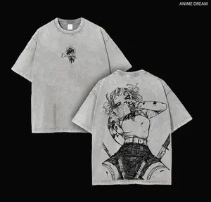 Toga Himiko My Hero Academia Anime Double Printed Vintage Washed Tee Unisex Oversize Anime Manga Washed Heavyweight Cotton T-shirt 8HJ