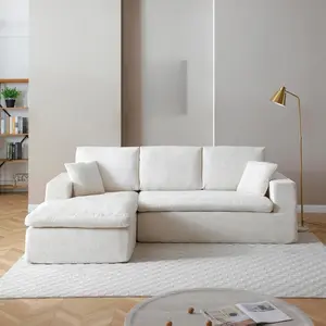 102" Sectional Sofa Couch with Chaise Lounge Corduroy L-Shape No Assembly Sectional Corner Floor Couch for Living Room Apartment Bedroom