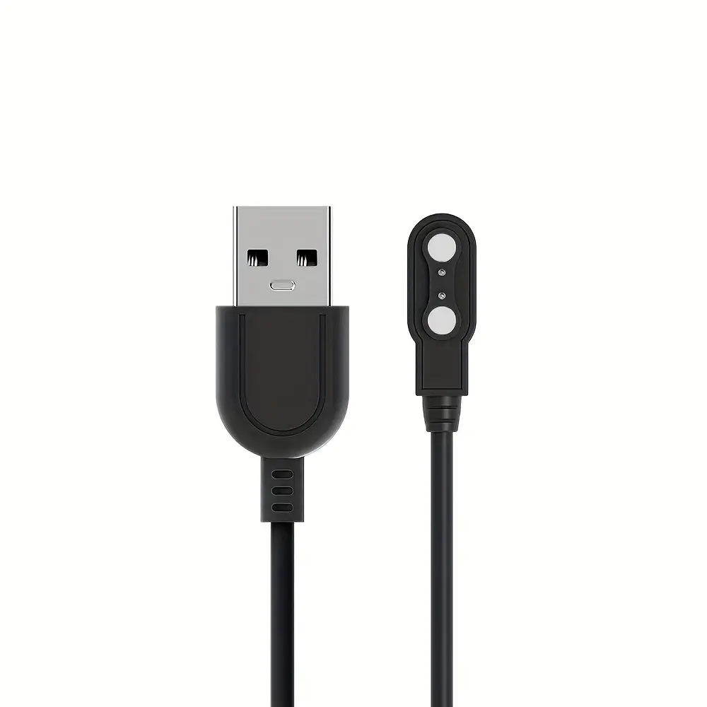 Magnetic Smart Watch Charger with 2-Pin Spacing, 4.0mm, High-Speed USB Cable - Safe Replacement, Black, Portable Charging Solution for Fitness Trackers and Wearables, Wearable Charging Station|   Sleek Charger Design|   Durable Cable, Smartwatch Charger