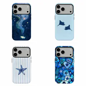 Ocean Aesthetic Phone Case for iPhone 11-17 & for Samsung S21-26, Underwater Manta Ray & Starfish Design, Scratch-Resistant, Cute Summer Gift