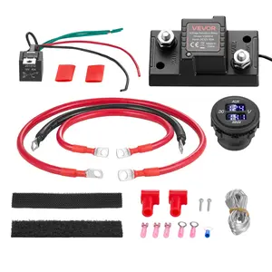【FathersDayGift】 VEVOR Dual Battery Isolator Kit, 12V 80 Amp 2 ft 6 AWG, Manual / Automatic VSR Voltage Sensitive Relay with Voltmeter, LCD Screen, Smart Battery Isolator, Compatible with Lead-Acid Batteries, for UTV