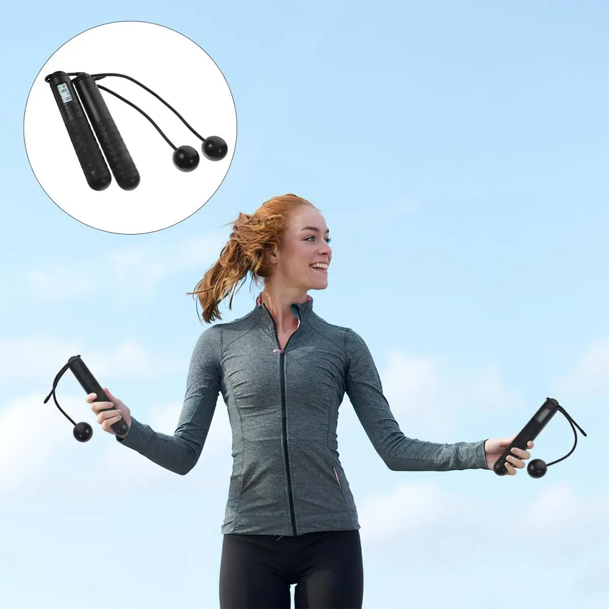 Skipping Rope with Counter, Cordless Jump Rope, Adjustable Digital Counting Jump Ropes, Gravity Ball Skipping, Weighted Jump Rope