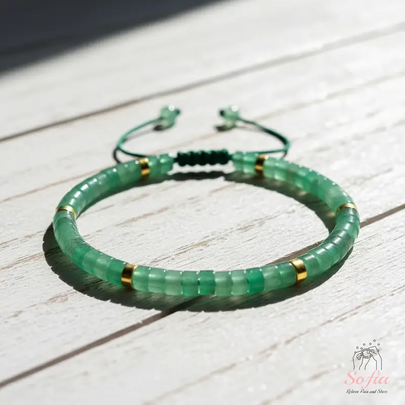 Sofia Natural Green Aventurine Beaded Bracelet - Handmade Boho Stone Jewelry, Adjustable 6-7.5in, Boho Minimalism, Natural Crystal Bracelets & Anklets, Aventurine Stone, for Daily Wear & Gifting, Boho Stone Bracelet, Adults