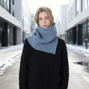 Autumn/Winter Outfit Ideas: Layered Slit Knitted Scarves for Warmth, Turtleneck, Windproof Neck Protectors for Men and Women