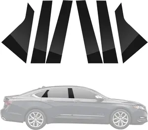 Door Window Trim for Chevy Impala 2014-2020, Glossy Black Window Pillar Post Trim Kit, Strong Toughness PC Material Car Center Protect Stickers, 6 PCS