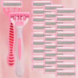 Men Women 6 Blade Shaver, Smooth Gentle Hair Removal Tool, Daily Use, Lubricating Strip, Non-Slip Handle, Ideal for Everyday Grooming