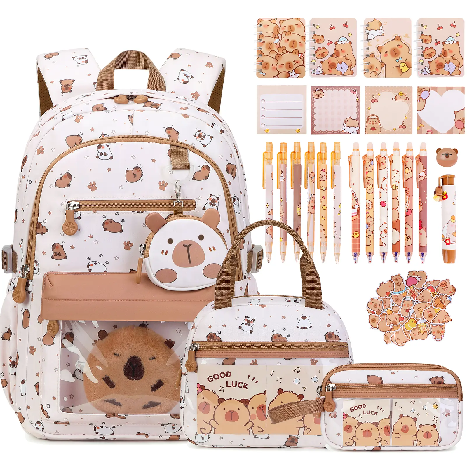 SIMILOVE Backpack for School Girls, Girls Backpack Set with Lunch Bag, Pencil Case & 26PCS School Supplies Stationery Kit, Cute Bookbag for Kindergarten Elementary