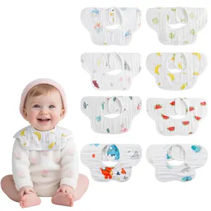 8-Pack 360° Rotate Organic Cotton Baby Bibs, Newborn Muslin Bibs For Teething And Drooling,Unisex Baby Bibs For Toddler, Adjustable With Snaps, Super Soft & Absorbent Baby Bibs For Boys And Girls. Set