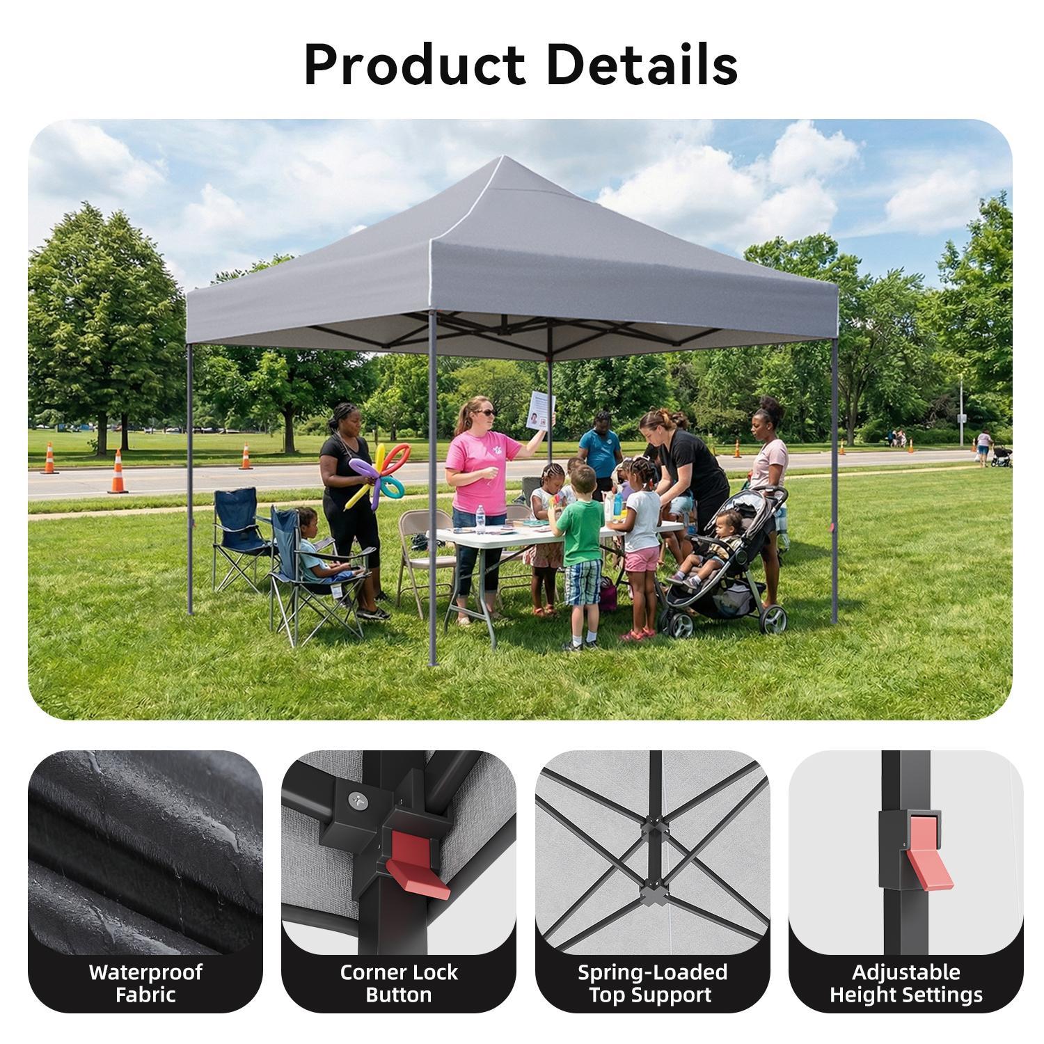 Aoxun Pop Up Canopy Tent, 10x10/10x15/10x20, UPF 50+ Waterproof Outdoor Gazebo, Includes Roller Bag & Sand Bags