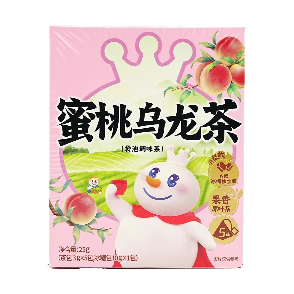 MIXUE Peach Oolong Tea Bags - 5 Bags in (25g) - Brew Hot or Cold - Sweetened with Individual Rock Sugar Packets - Refreshing Fruit Tea for Easy Brewing