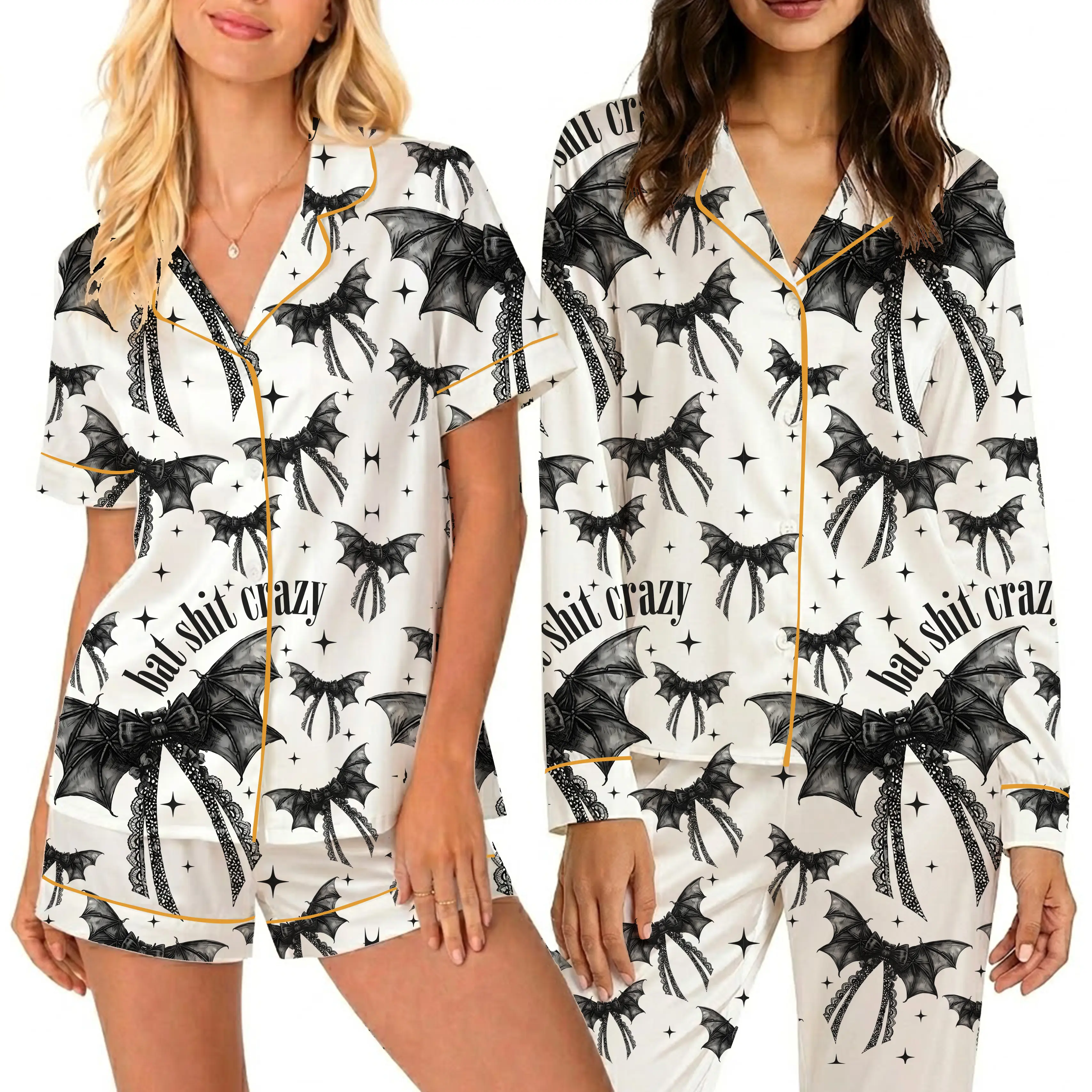 Gothic Bat Pajama Set, Spooky Halloween Sleepwear, Dark Academia Loungewear Gift