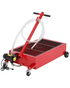 GARVEE 25GAL Oil Drain Pan with 110V 180W Electric Pump, Metal Oil Change Pan Cart Featuring 8FT Hose & Folding Handle for Cars, SUVs, Trucks, Buses, RVs - Durable Red Design