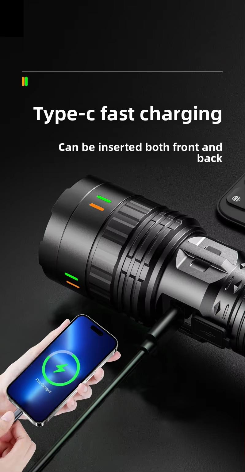 LED Flashlight,Digital display of power, Rechargeable，Zoomable, hurricanes Rechargeable LED battery powered, with 5 lighting modes summervibes