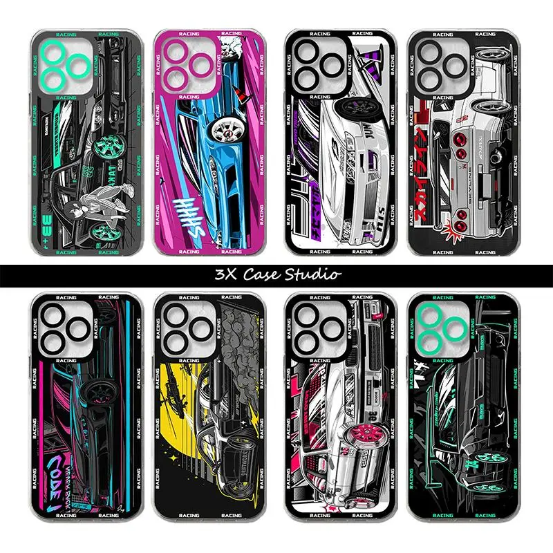 JDM Sports Car Smartphone Case for iPhone 17/16/15/14/13/12 Pro Max Plus, Anti-Fall Protective Casing, Birthday & Holiday Gifts, Phone & Tech Accessories for Cellphone