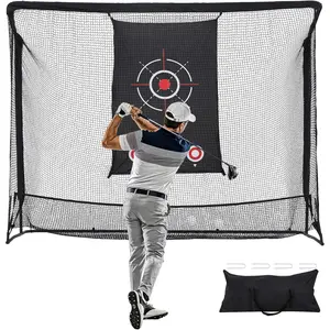 Golf Practice Net with  Screen and Mat, Heavy Duty Steel Frame Golf Hitting Net Design for Golf Simulator Indoor