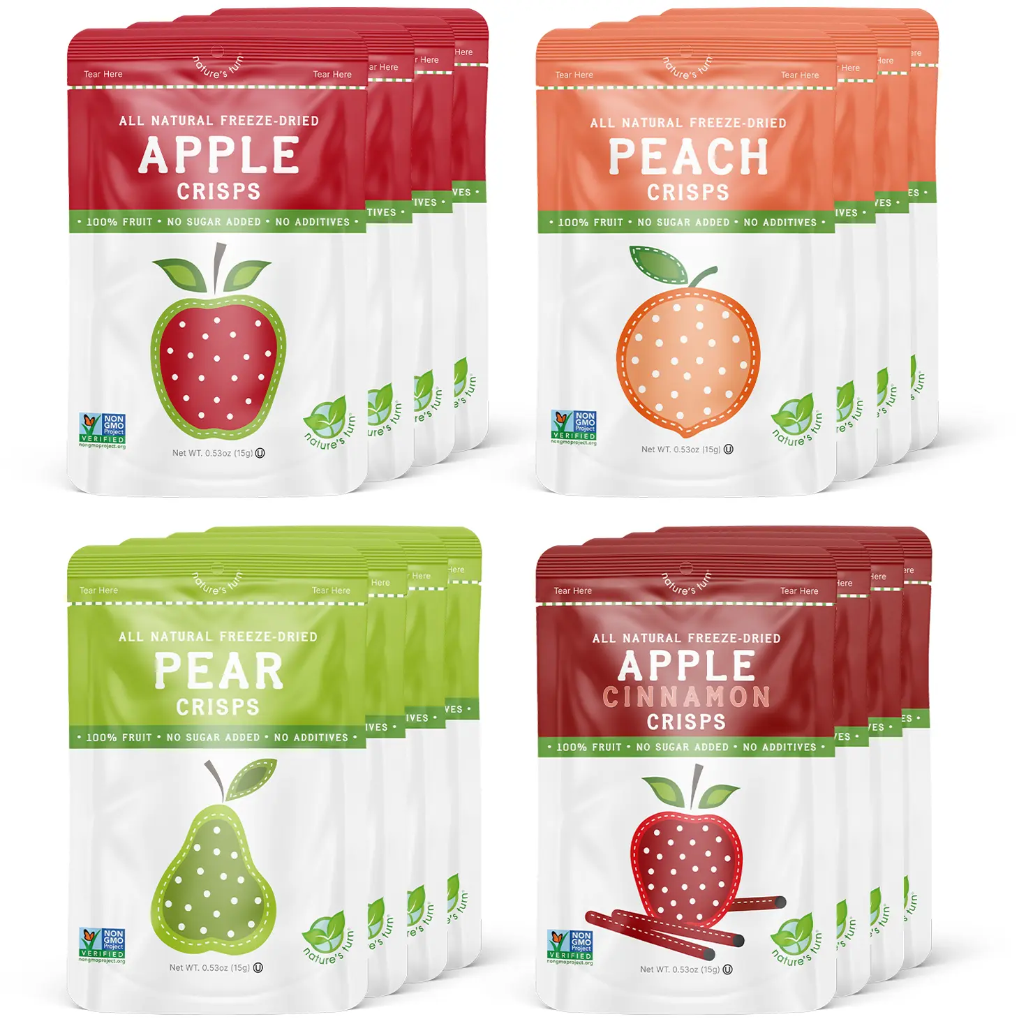 Freeze-Dried Fruit Crisps Orchard Variety Pack Snack Dry (0.53oz) 16-Pack - Plant Based No Sugar Added Fruit Snack, Lightweight Crispy Texture, School Lunch On The Go Clean Eating Choice from Nature’s Turn