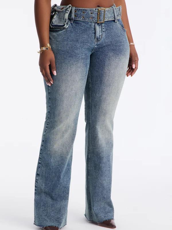 Moment Of Glory Low Rise Flare Jeans - Vintage Wash