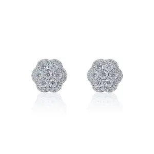 9mm Flower Moissanite Cluster Earrings (Approx. 0.76 CT) – 925 Silver Screw Back