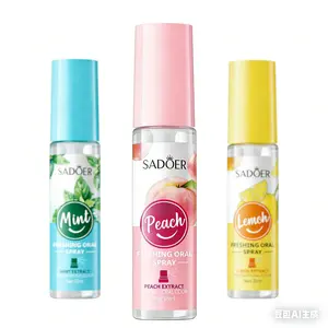 SADÖER 3pcs  Breath Spray Alcohol-Free Oral Freshener Long-Lasting Fresh Breath Mint Lemon Peach Flavor Portable Pocket Size for Travel Parties Daily Use Romantic Gift for Couples Party Essential Compact Design Refreshing