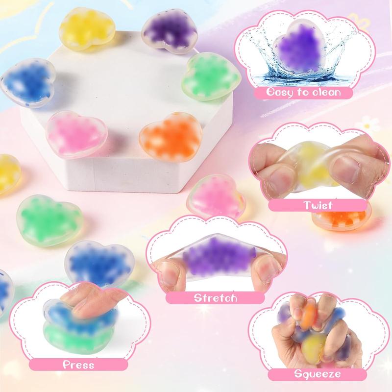 24-Pack Valentine’s Day Cards with Heart Stress Balls, Stress Relief Squishy Fidget Toys, Classroom Exchange Prizes & Party Favors