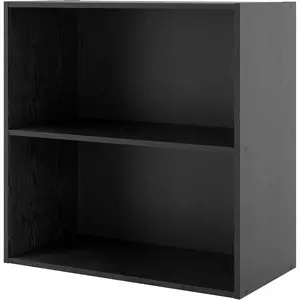 2-Tier Cube Storage Organizer Shelves, Stackable Wood Bookcase Fits Cubby Bins for Organization, Dorm Teen Room Decor & Home Office, Black