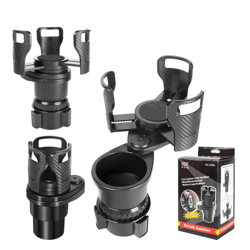 2 in 1 Multi Functional Car Cup Holder Expander Dual Cup Holder Extender with Adjustable Base Fits Yeti Hydro Flask Nalgene Other Big Bottles Mugs Snack Tablet Stand