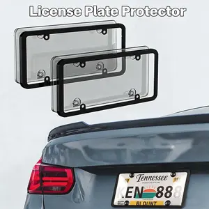 License Plate Cover & Frames, 2 Pack Clear License Plate Protector, ABS Car Front/Rear License Plate Frame with Screws Caps, Fit Any Standard Plates