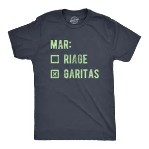 Mens Marriage Margaritas T Shirt Funny Checklist Drinking Married Joke Tee for Guys Mens Funny T Shirts Cool Vintage Fashion T-Shirt Gift Classic Menswear Funny Drinking Short Sleeve Novelty Tees for Guys Navy -