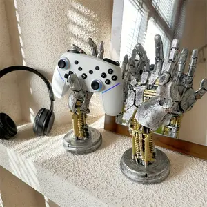 Cyberpunk 3D Printed Game Controller Stand, Multifunctional Desktop Organizer for Controllers and Phones, Sci-Fi Mechanical Style Decor, Phone Holders, Stable phone holders