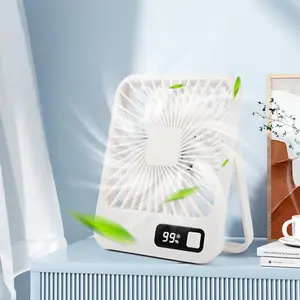 Mini desktop fan, USB rechargeable battery desktop fan, 2000mAh, foldable, five speed wind speed, with battery level display, quiet desktop fan suitable for home office, travel, outdoor office desk