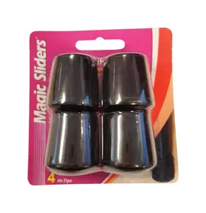 212 MAIN Magic Sliders 5955331 Black Rubber Round Leg Tip - 1.13 in., Round Shape, Pack of 4