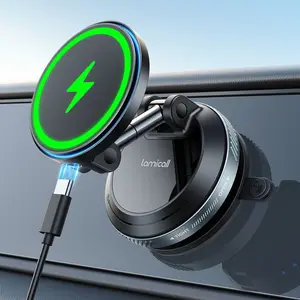 Lamicall 15W for MagSafe Car Mount Charger - [70 LBS Strongest Suction] Magnetic Wireless Car Charger, Suction Cup Phone Mount, Vacuum Magnetic Phone Holder Car Mount for iPhone 17 Pro Max 16 15 14 13